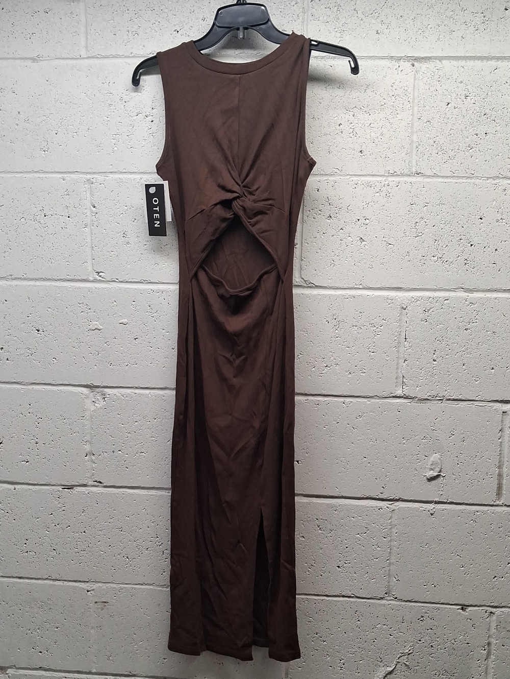 NWT Womens Oten Brown Sleeveless Twist-Front Cutout Midi Dress
